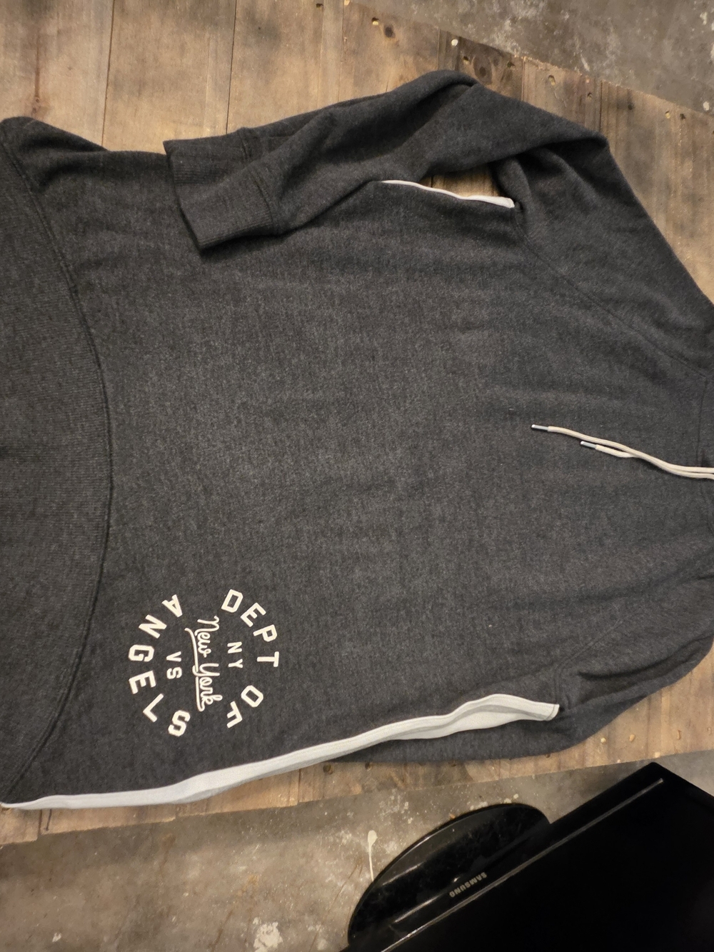 Victoria Secret Dark Gray Pullover Hoodie with White Accent